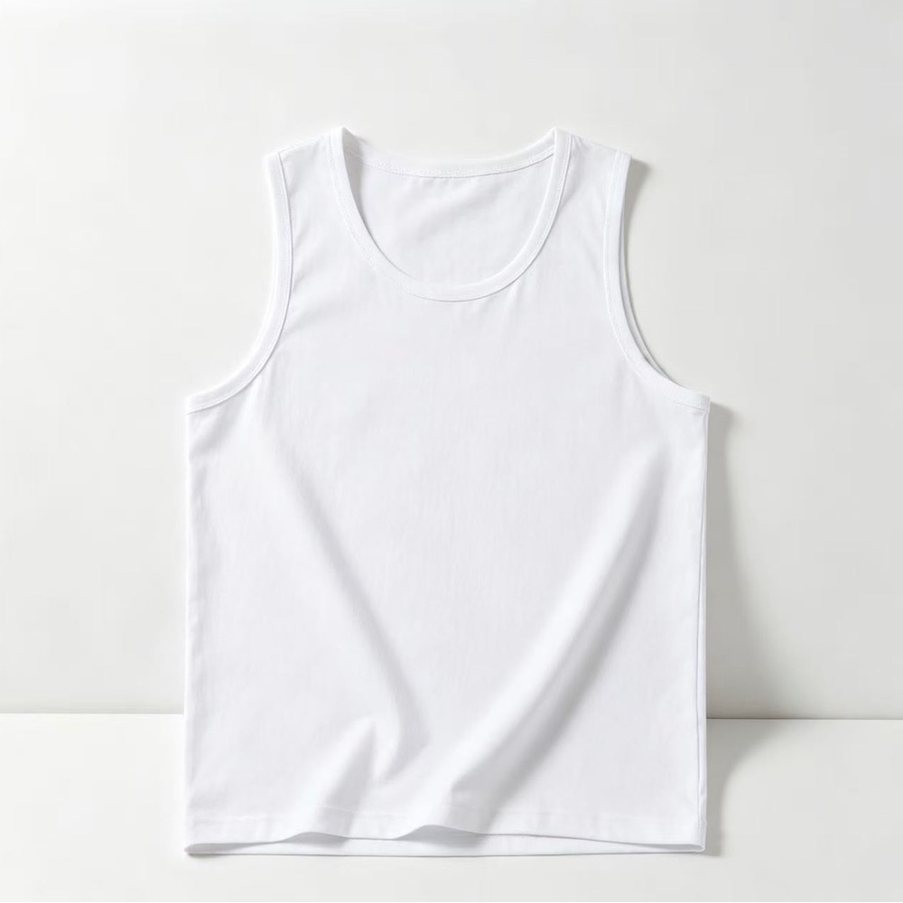 Men's White Cotton Tank Top - Classic Sleeveless Tee